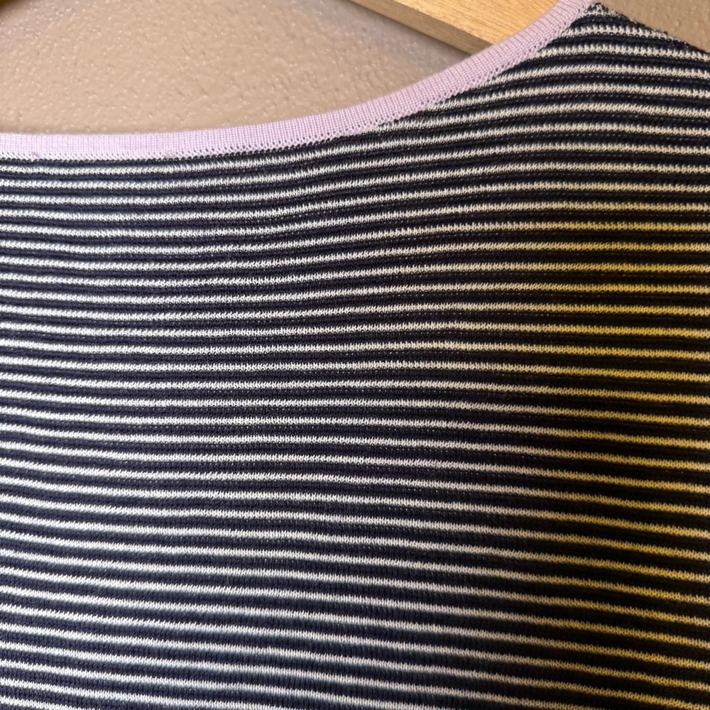 Talbots Womens Size Medium Short Sleeve Knit Striped Shirt 100% Cotton Feminine - Picture 11 of 13
